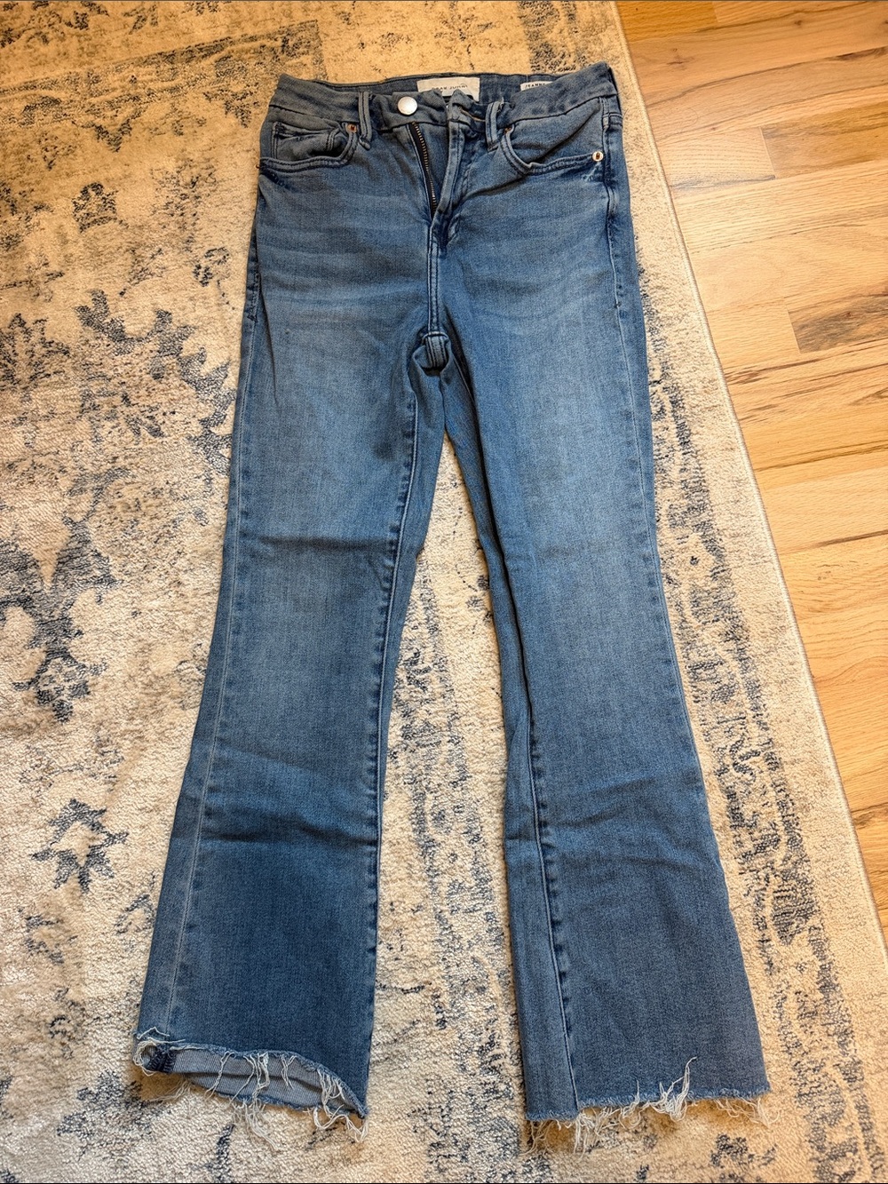 Dear John Medium Blue Flare Jeans with Raw Hem